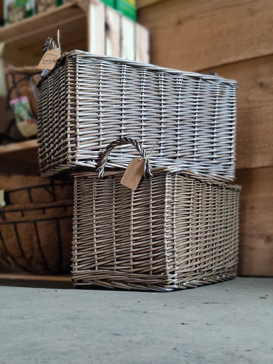 Medium Rectangular Antique Firewood Basket